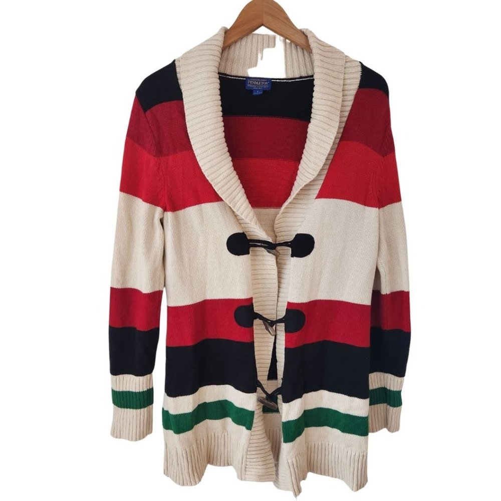 Pendleton Colorblock Southwestern Cardigan Sweater Long Toggle Button Women's S